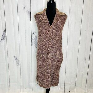 Doncaster Sz S Wool Blend Duster Sleeveless Long Cardigan Sweater Chunky Knit